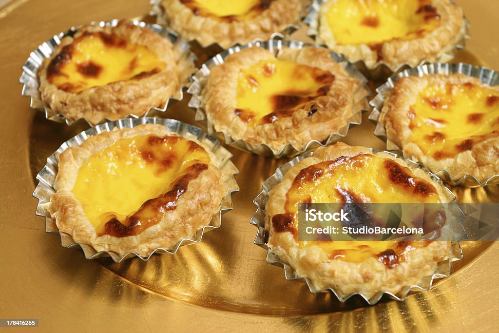 Sweet Egg tarts Traditional Portuguese egg tarts - pasteis de nata Baked Pastry Item Stock Photo