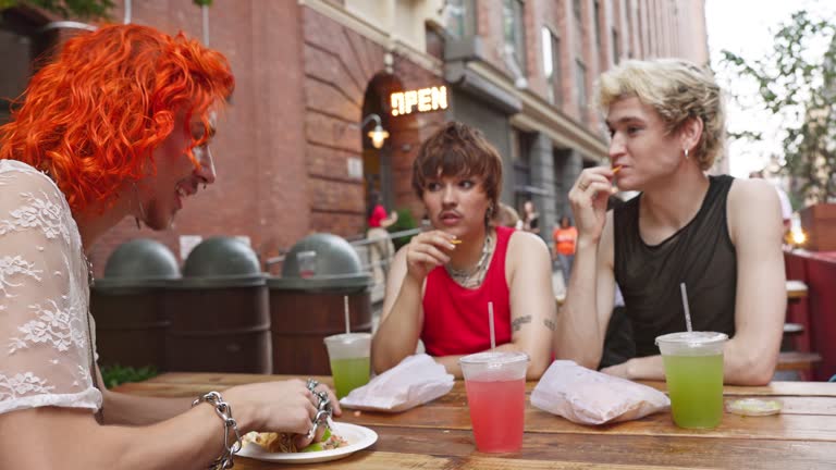 Gay and transgender New Yorkers relaxing in Chelsea