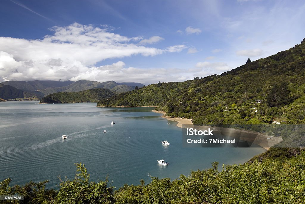 Portage Bay, Marlborough sonidos, isla Sur de Nueva Zelanda. - Foto de stock de Nueva Zelanda libre de derechos