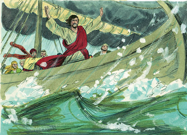Jesus Calms the Sea stock photo