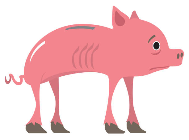 "armer sparschwein" - slim piggy bank cartoon currency stock-grafiken, -clipart, -cartoons und -symbole