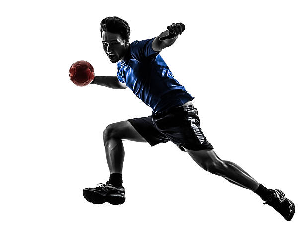 istock Silhouette of a man in uniform playing handball 178419166