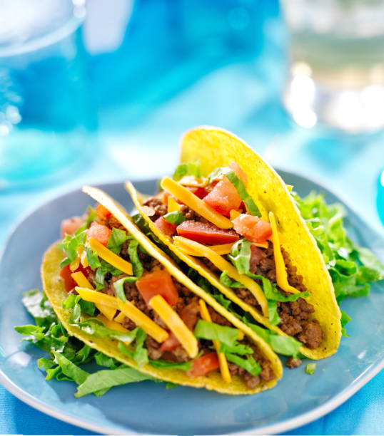 istock Mexican food - Hard shell beef tacos 178420388