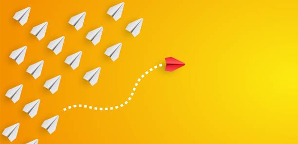 istock Independent paper plane flying in different directions. Concept of individuality and uniqueness. Perfect for illustrating creativity 1784205025