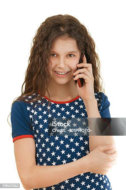 Little Smiling Girl With Phone Stock Photo - Download Image Now - Adult, Alertness, Baby - Human Age