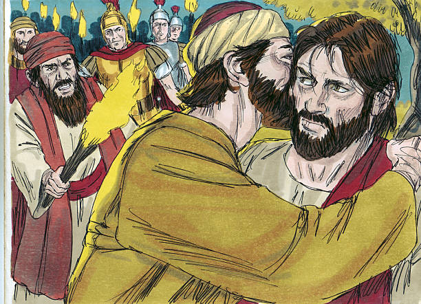 Judas Betrays Jesus stock photo