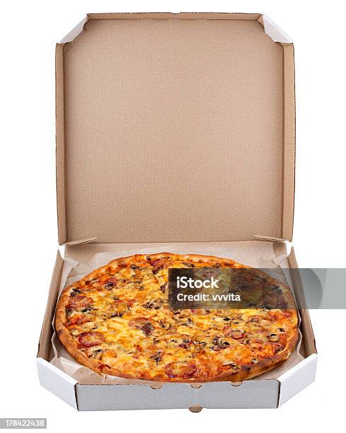 Caixa De Pizza - Fotografias de stock e mais imagens de Almoço - Almoço, Amarelo, Assado no Forno