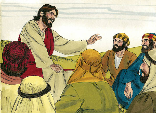 Jesus Teaches the Disciples stock photo