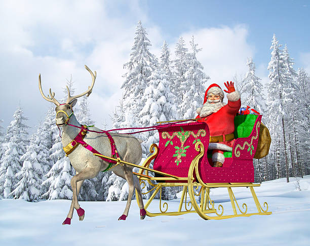 istock Santa Claus on his sleigh and reindeer. 178423909