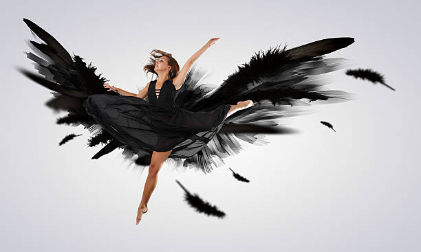 istock Woman floating   on dark wings 178423957
