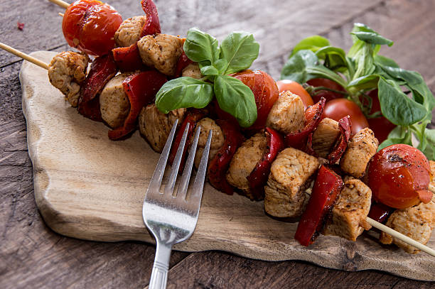 istock Chicken Skewer on wooden background 178424177