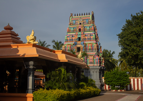 Main entrance tower of Sri Panduranga Swamy Temple, Thennangur, Tamil Nadu, India
