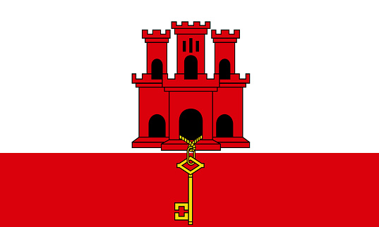 flag of Gibraltar. flag of European country. Illustration of national symbol of Gibraltar. Gibraltar official state symbol