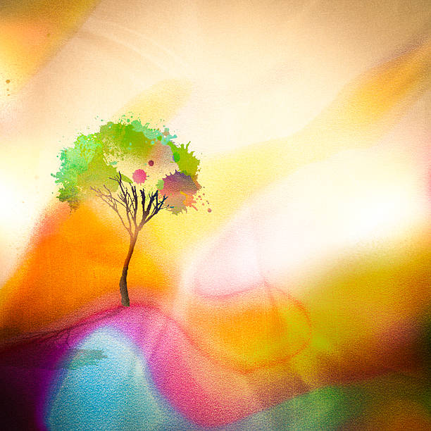 Baum auf watercolored Hintergrund – Foto
