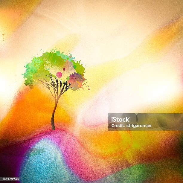 Tree On Watercolored Background Stock Photo - Download Image Now - Abstract, Affectionate, Backgrounds