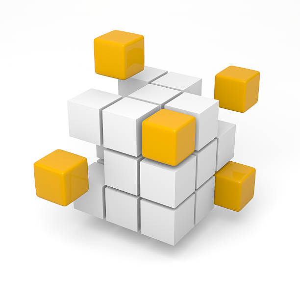istock Cubes of white and yellow stacking to build giant cube 178425463