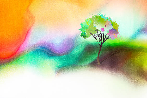 Drzewo na tle watercolored – zdjęcie