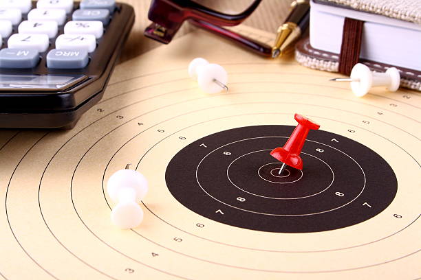 istock Business concept - set goal and win with red pin 178426603