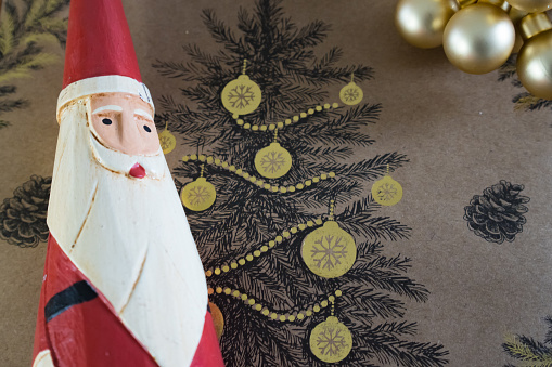 Christmas decoration: Santa Claus and wrapping paper