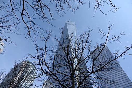 New York, New York, USA, April 6, 2023 - The One World Trade Center, also known as One WTC, and formerly called the Freedom Tower in Lower Manhattan, New York.