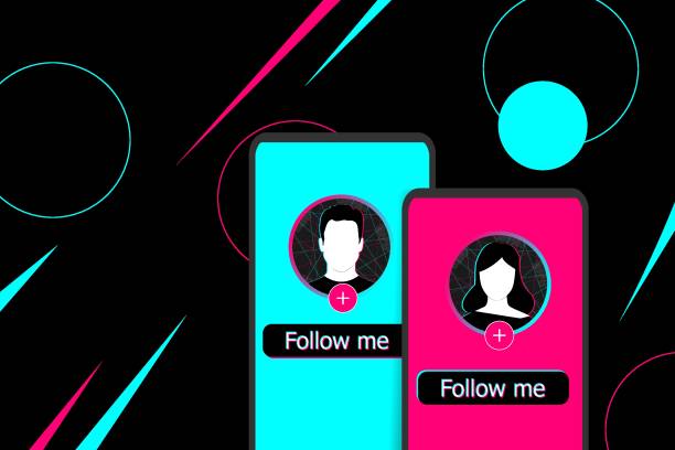istock Follow me - a button on a smartphone screen in popular social media style. Modern advertising social media design. 1784287582
