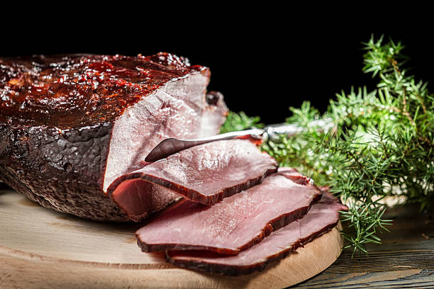 istock Piece of sliced smoked ham 178428833