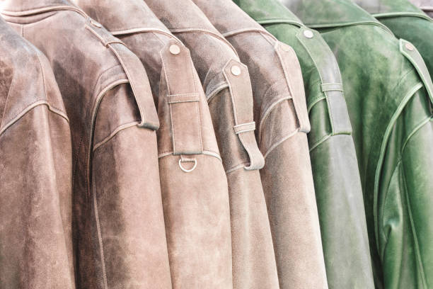 istock Multicolored leather jackets in the market 1784306100
