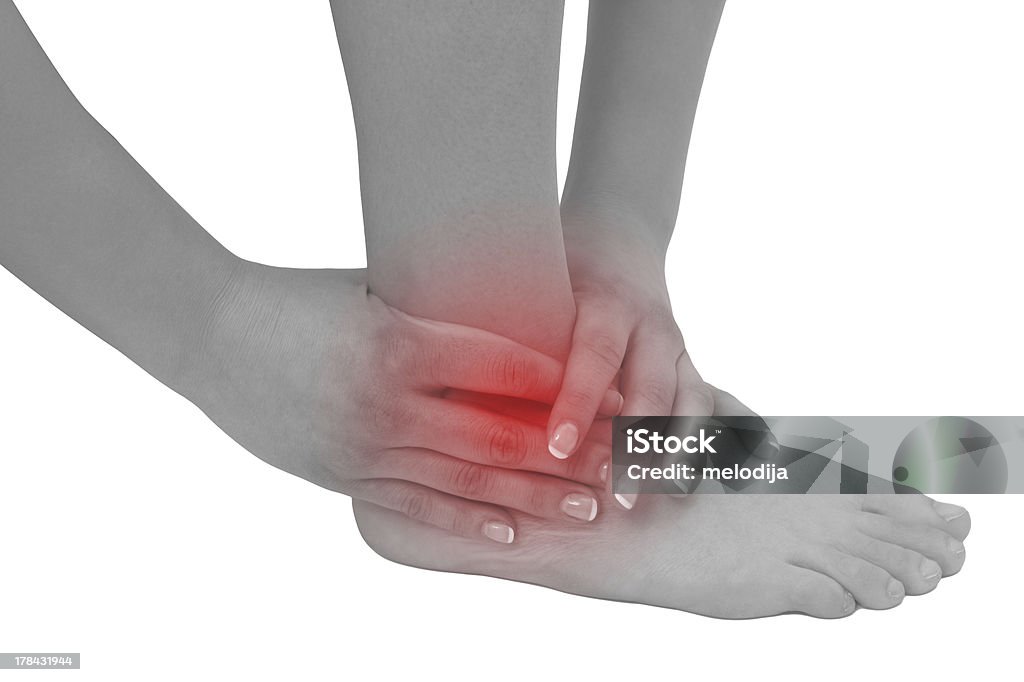 급성 통증 여성 발목 - 로열티 프리 건강관리와 의술 스톡 사진