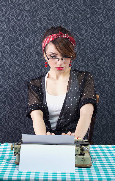 istock Pin Up girl with typewriter 178433334