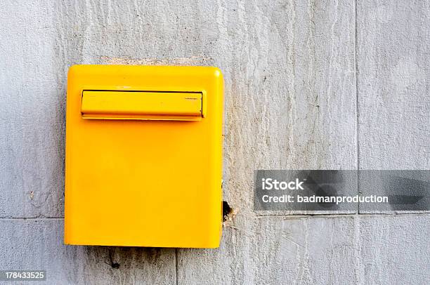 Yellow Postbox Stock Photo - Download Image Now - Architectural Feature, Box - Container, Close-up