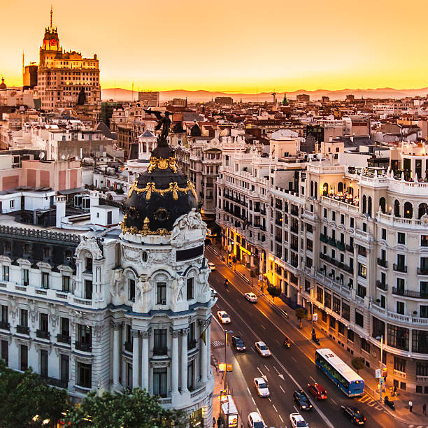 istock Panoramic view of Gran Via, Madrid, Spain. 178433956