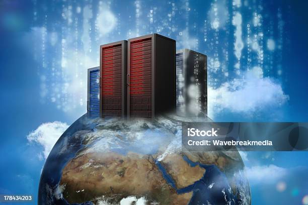 Data Servers On Top Of The World Stock Photo - Download Image Now - Blue, Bright, Cloud - Sky