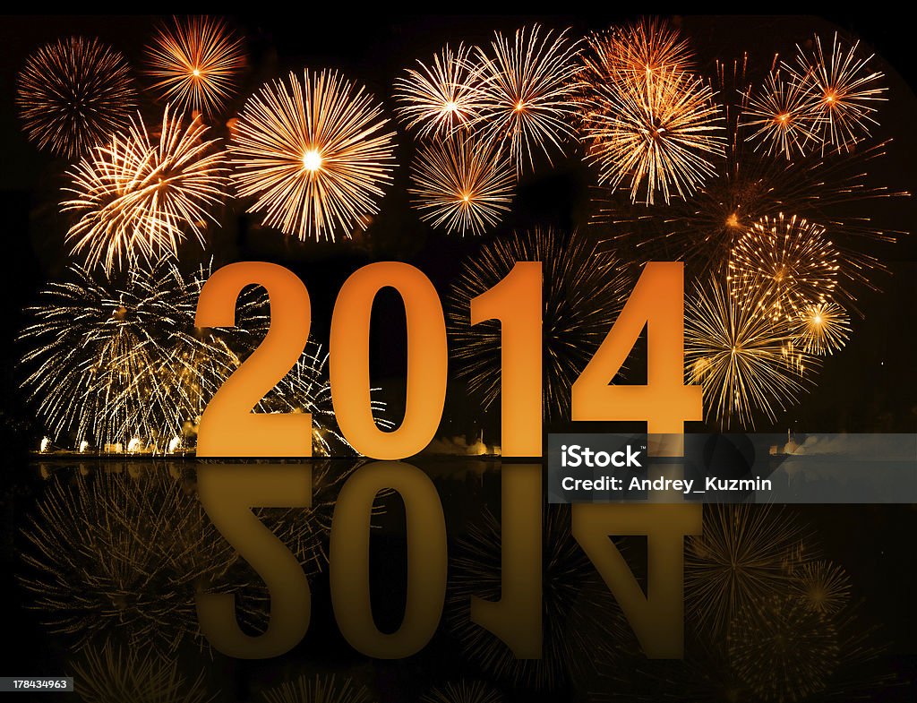 2014 year celebration with fireworks 2014 Stock Photo