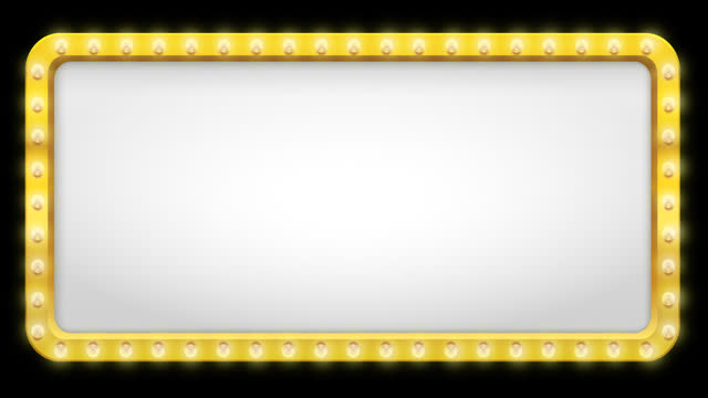 4k animation of a cinema theater sign gold color on transparent background