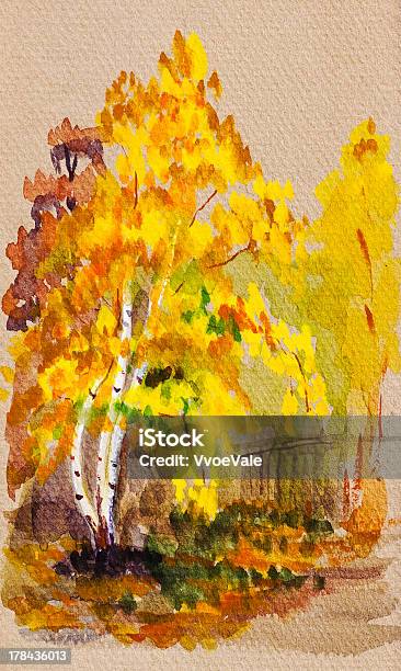 秋黄色の葉のバーチ - カバノキのベクターアート素材や画像を多数ご用意 - カバノキ, 水彩画, イラストレーション