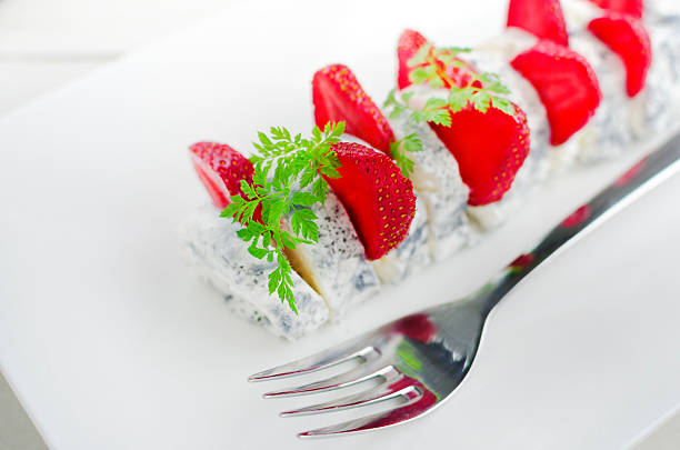 French Goat Cheese with sliced strawberries and chervil