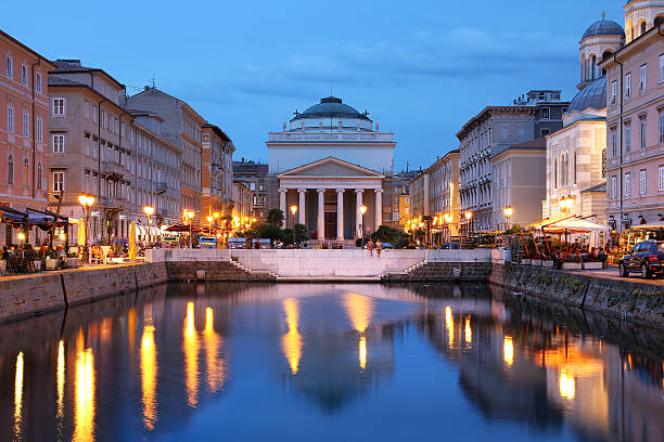 Canal Grande, Trieste, Italy Scenic view of the Canal Grande in Trieste, Italy at night. trieste stock pictures, royalty-free photos & images