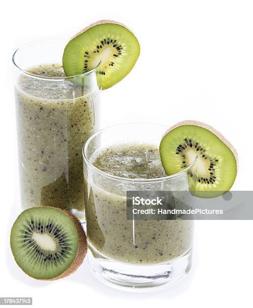 Kiwi Smoothie Isolated On White Stock Photo - Download Image Now - Close-up, Cocktail, Cold Temperature