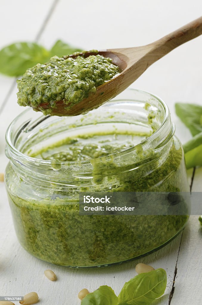 Pesto e Colher - Royalty-free Alho Foto de stock