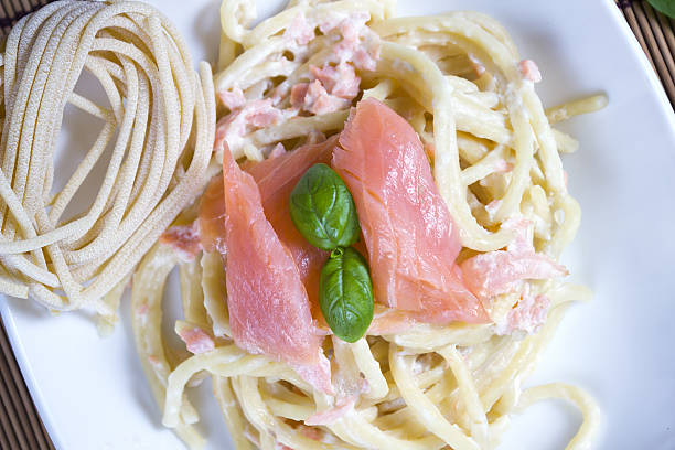 Pasta and salmon