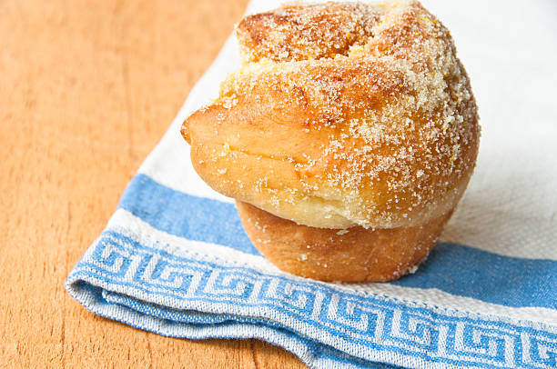 istock Sweet muffin on a blue and white cloth napkin 178438628