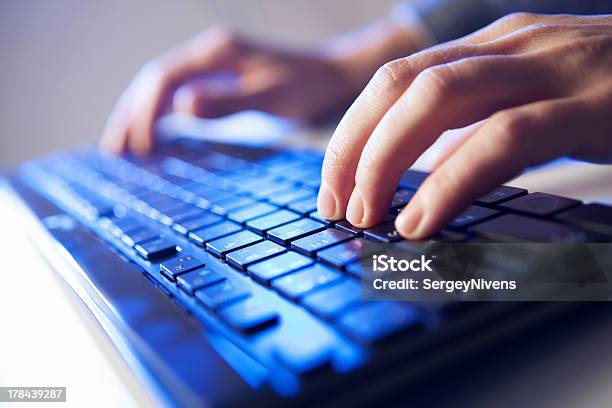 Click Hands Of A Man On Keyboard Stock Photo - Download Image Now - Business, Business Person, Close-up
