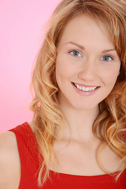 istock Portrait blond woman on pink 178439763