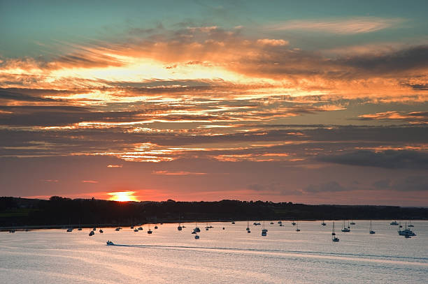 istock View over sea at sunset with yachts in bay 178440273