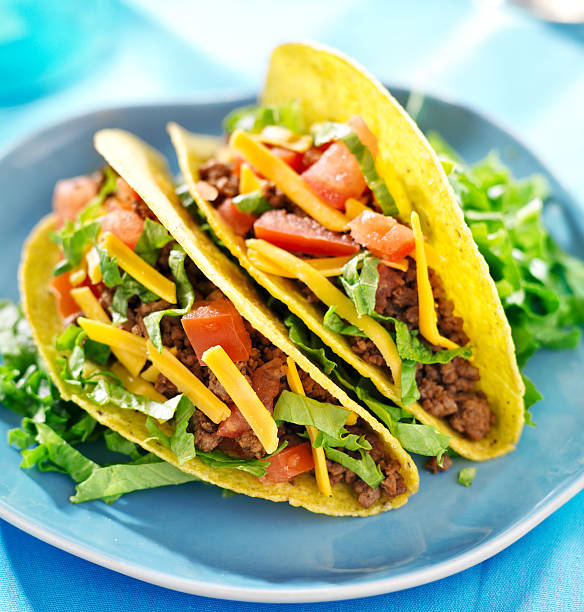 istock Mexican food - Hard shell beef tacos 178440423