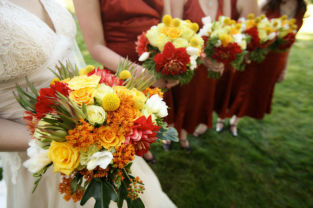 istock Bride and Bridesmaids with Bouquets at a Wedding 178441014