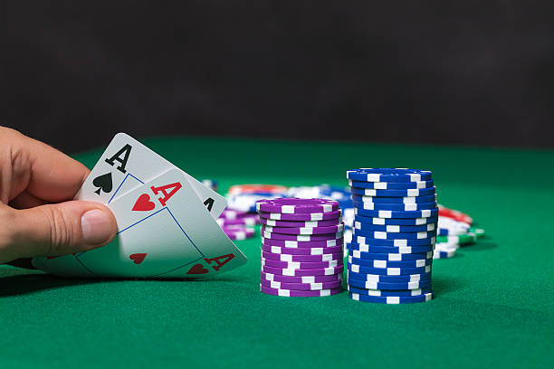 istock Colorful poker chips and two Ace 178441628