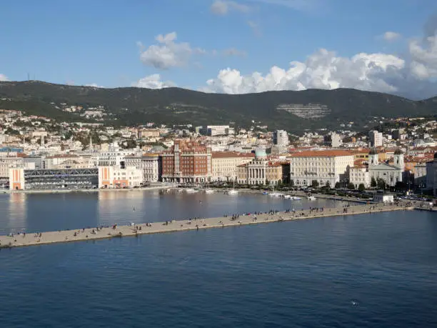 Photo of Trieste seafront with the Piazza UnitÃ  d'Italia in the center, Friuli Venezia Giulia, northeast Italy