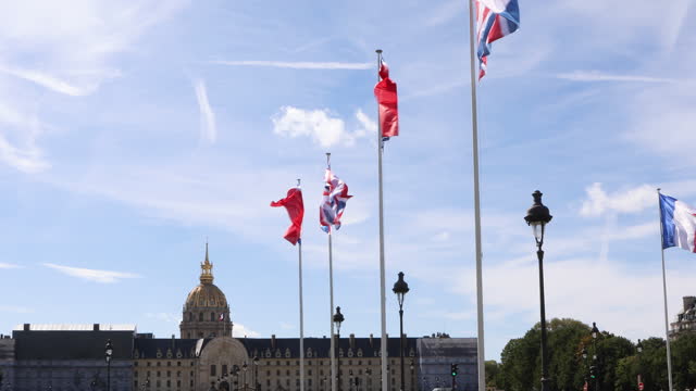 Flags outside The Hôtel des Invalides