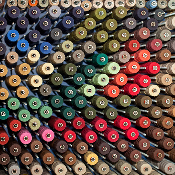 Reels with colorful threads stock photo